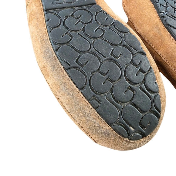 UGG Australia Ascot Slippers Chestnut Suede Shearling Moccasin Men’s Size 11 - Picture 4 of 8